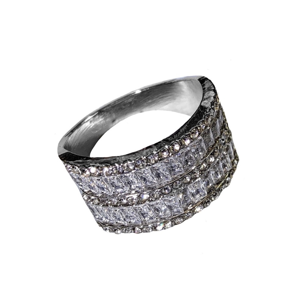 Silver Plated AAA CZs Layered Ring - Picture 4 of 5
